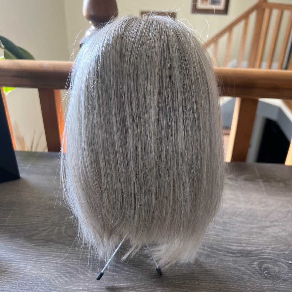 Synthetic, heat friendly blonde wig